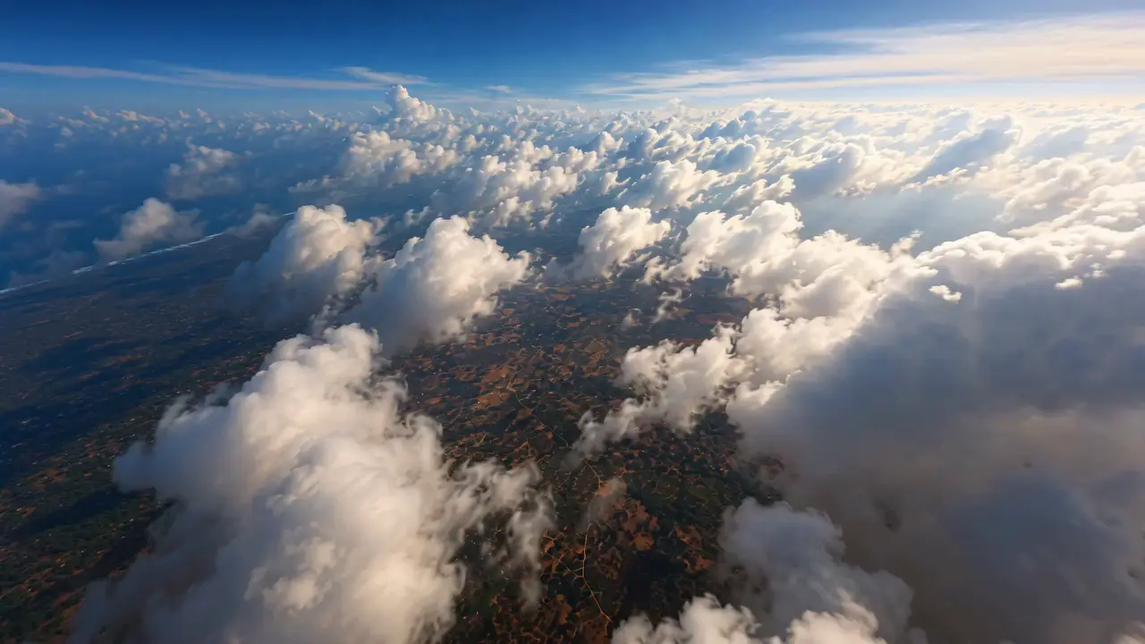 Aerial view of Kilifi County land through cloud, stretching toward the coast